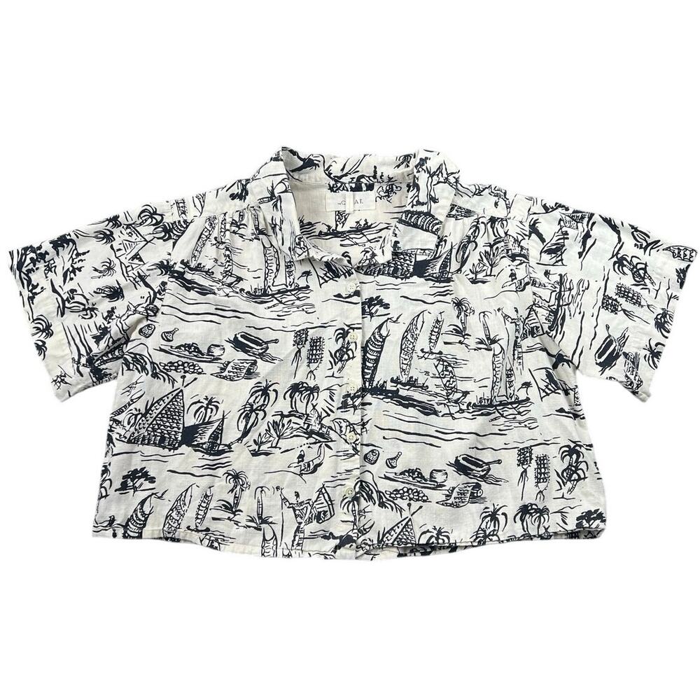 The Great Cotton Tropical Island Print Camp Shirt 100% Cotton Women’s 0